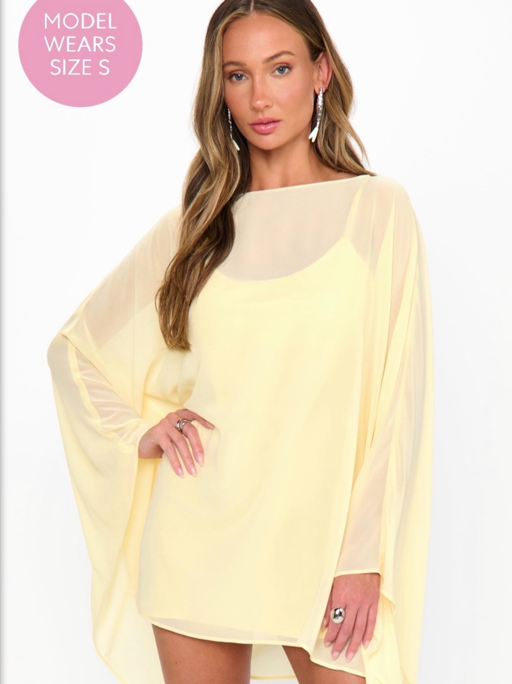Show Me Your MuMu Pale Yellow Sheer Mini Dress
